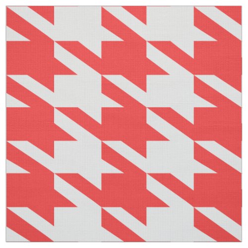 Coral_Red  White Houndstooth Seamless Pattern Fabric