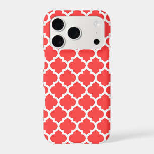 Coral Red White Moroccan Quatrefoil Pattern #5 iPhone 17 Pro Case