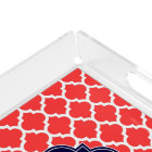 Coral Red Wht Moroccan #5 Navy 3 Initial Monogram