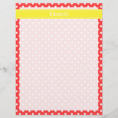 Coral Red, Wht Polka Dots Yellow Name Monogram (Front)