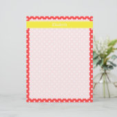 Coral Red, Wht Polka Dots Yellow Name Monogram (Standing Front)