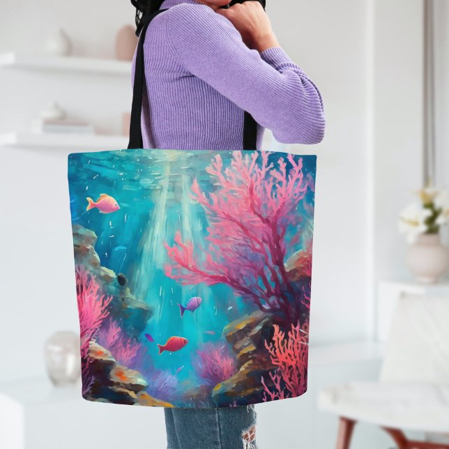 Coral Reef Abstract Ocean Modern Art Tote Bag (Creator Uploaded)