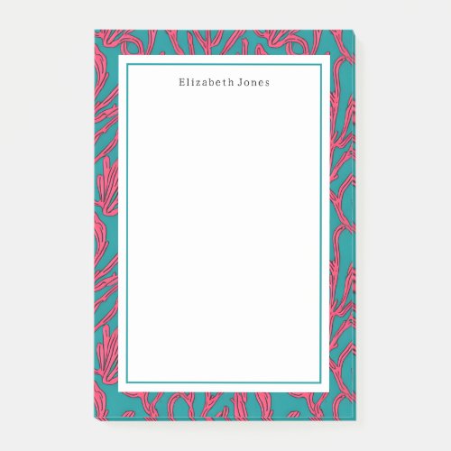 Coral Reef Abstract Pink and Teal Tropical Post_it Notes