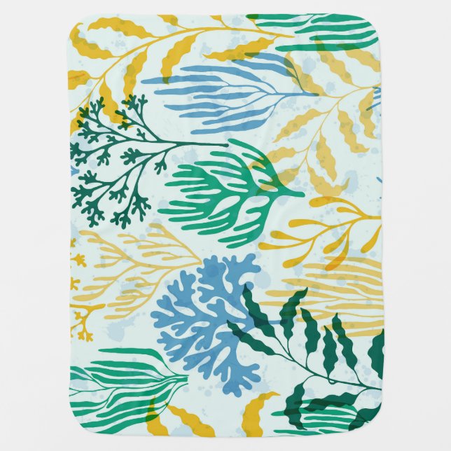 Coral Reef, Algae Seamless Pattern. Baby Blanket (Front)