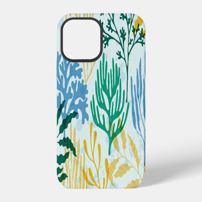 Coral Reef, Algae Seamless Pattern. Iphone Case (Back)