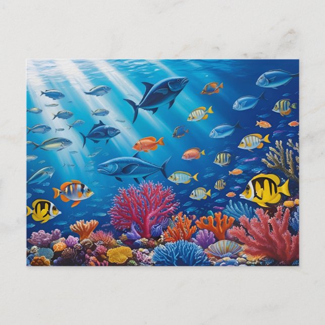 Coral Reef and Tropical Fish Ocean Marine Life  Postcard (Front)