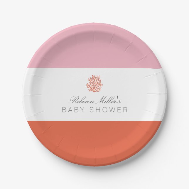 Coral Reef Baby Shower Paper Plates (Front)