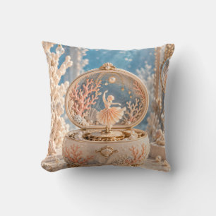 Coral Reef Ballerina Music Box Pearl Ocean Fantasy Throw Pillow
