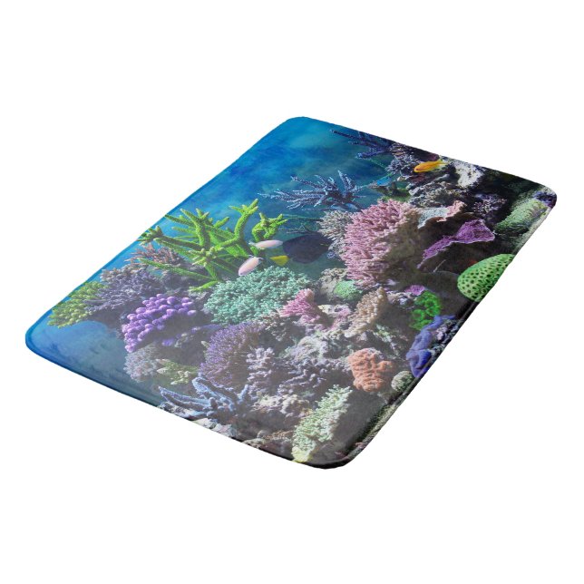 Coral Reef Bath Mat. Bathroom Mat (Angled)