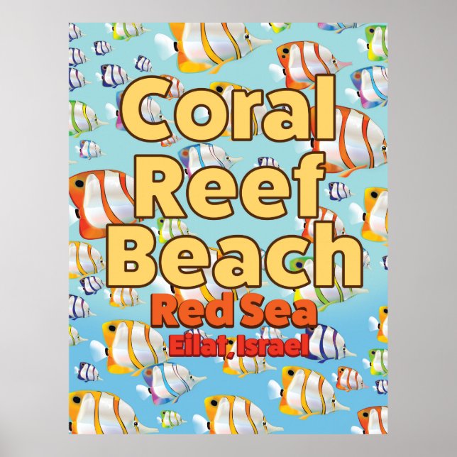Coral reef Beach Eilat, Israel Poster (Front)