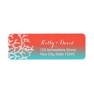 Coral Reef Beach Tropical Wedding Label