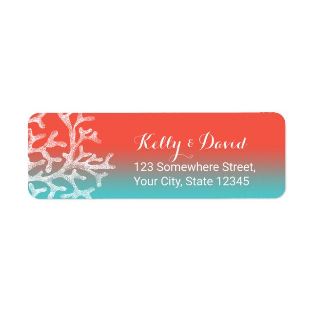 Coral Reef Beach Tropical Wedding Label (Front)