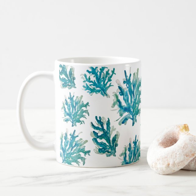 Coral Reef Blue Coastal Living Coffee Mug (With Donut)