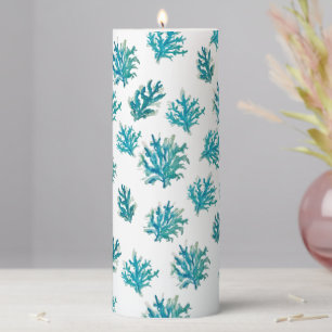 Coral Reef Blue Coastal Living Pillar Candle