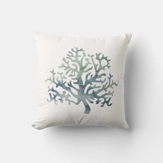 Coral Reef Blue Coastal Living Throw Pillow (Front)