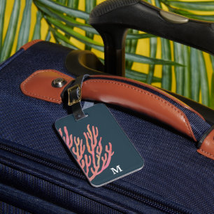 Coral Reef Blue Personalized Monogram Luggage Tag