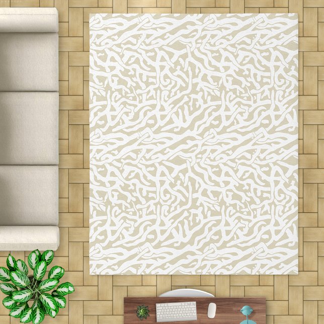 Coral Reef Coastal Beach | White and Sand Beige Rug (Creator Uploaded)