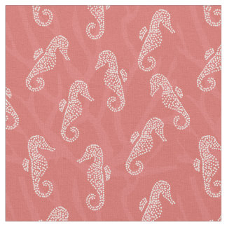 Coral Reef Coastal Seahorse Pink Fabric