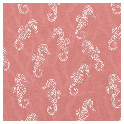 Coral Reef Coastal Seahorse Pink Fabric