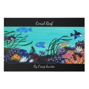 Coral reef colorful fish  faux canvas print