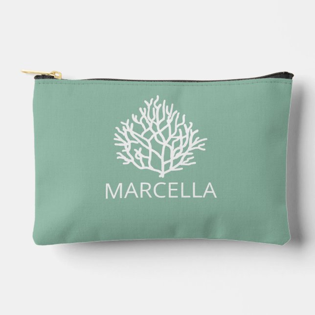 Coral Reef Custom Name Summer Beach   Accessory Pouch (Front)