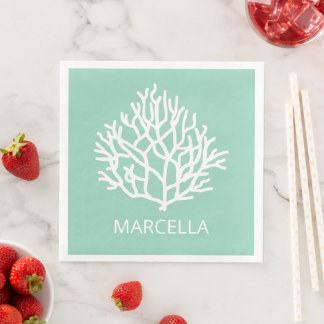 Coral Reef Custom Name Summer Beach Paper Dinner Napkins