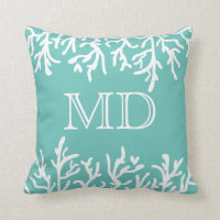 Coral Reef customize initials personalize Throw Pillow