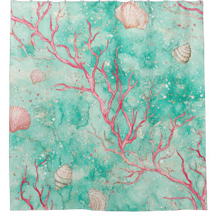 Coral Reef Dive Pattern Shower Curtain
