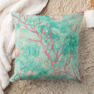 Coral Reef Dive Pattern Throw Pillow