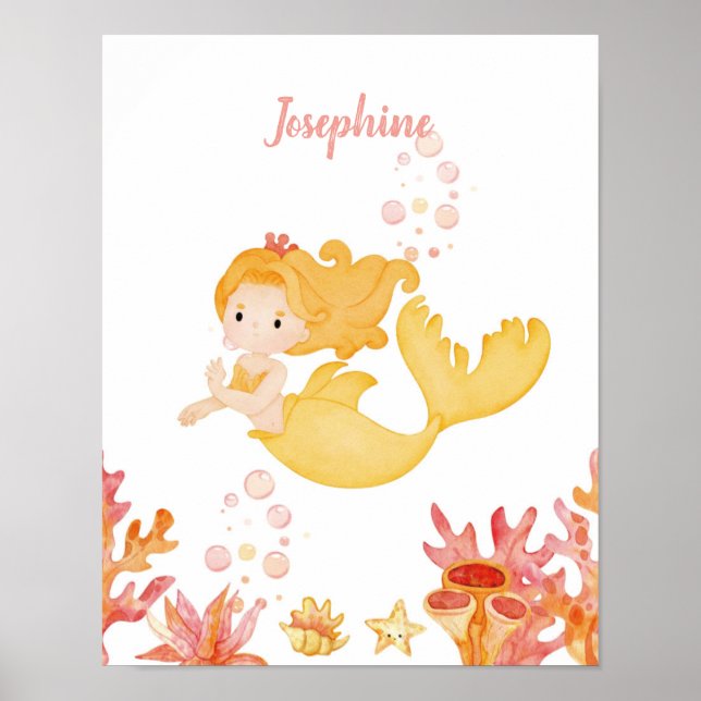 Coral Reef Dreams Mermaid customizable Poster (Front)