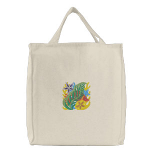 Coral Reef Fish Embroidered Tote Bag