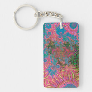 Coral Reef Fractal Abstract Art Keychain
