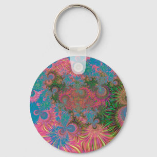 Coral Reef Fractal Abstract Art Keychain