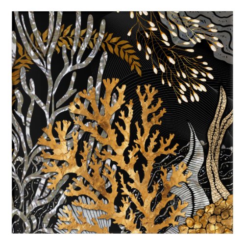 Coral Reef _ Gold and Pearl Symphony Acrylic Print