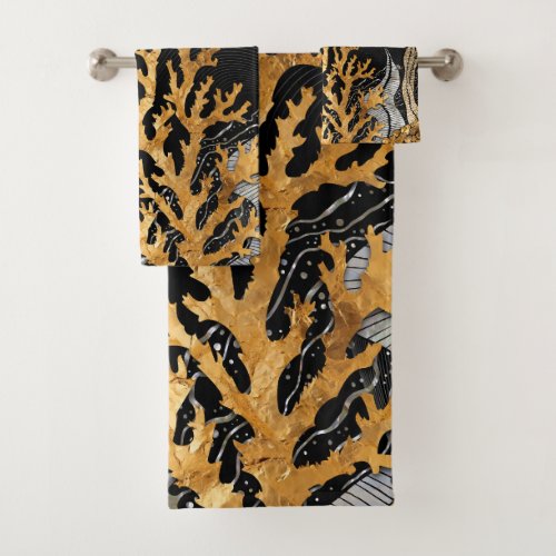 Coral Reef _ Gold and Pearl Symphony Bath Towel Set