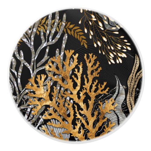 Coral Reef _ Gold and Pearl Symphony Ceramic Knob