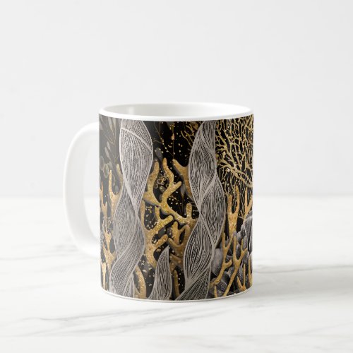 Coral Reef _ Gold and Pearl Symphony Coffee Mug