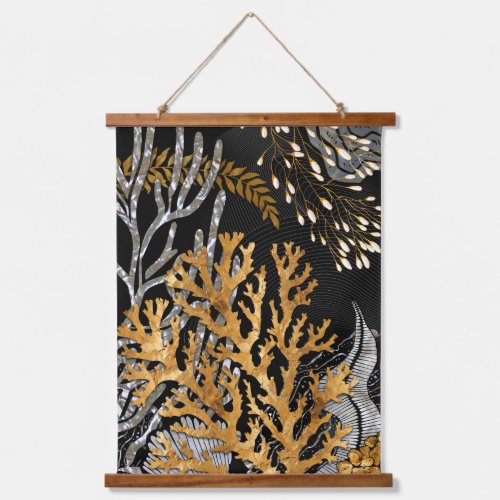 Coral Reef _ Gold and Pearl Symphony Hanging Tapestry