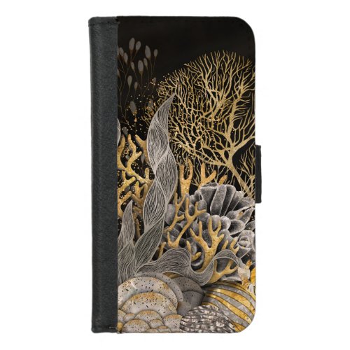 Coral Reef _ Gold and Pearl Symphony iPhone 87 Wallet Case