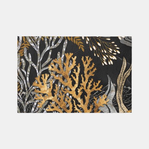 Coral Reef _ Gold and Pearl Symphony Outdoor Rug
