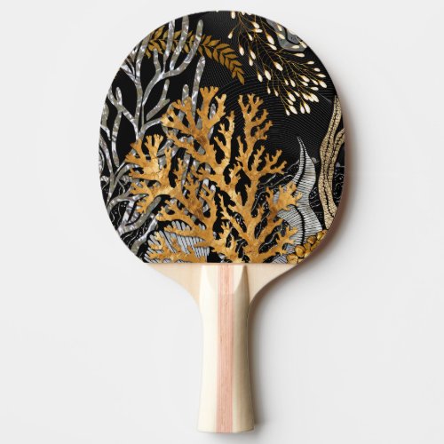 Coral Reef _ Gold and Pearl Symphony Ping Pong Paddle