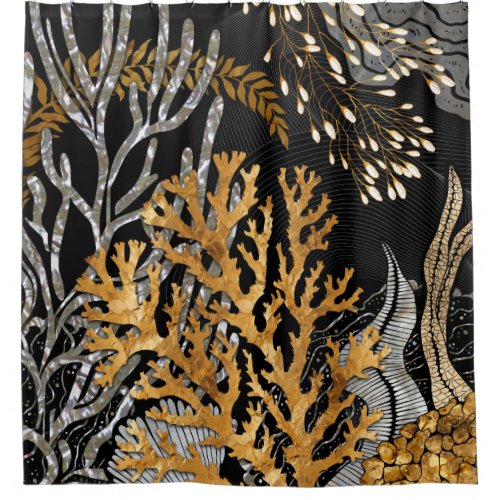 Coral Reef _ Gold and Pearl Symphony Shower Curtain