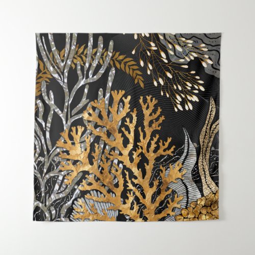 Coral Reef _ Gold and Pearl Symphony Tapestry