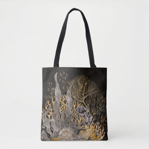 Coral Reef _ Gold and Pearl Symphony Tote Bag