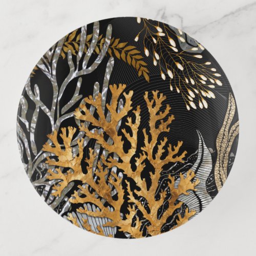 Coral Reef _ Gold and Pearl Symphony Trinket Tray