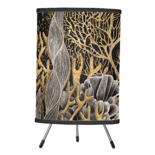 Coral Reef _ Gold and Pearl Symphony Tripod Lamp