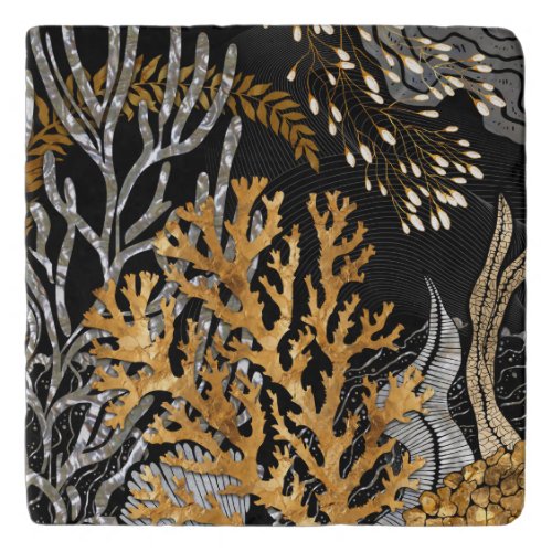 Coral Reef _ Gold and Pearl Symphony Trivet