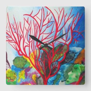 Coral Reef Great Barrier Reef ocean art Square Wall Clock