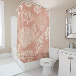 Coral reef in apricot shower curtain
