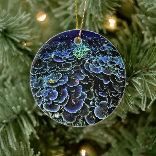 Coral Reef in Blue Ceramic Ornament